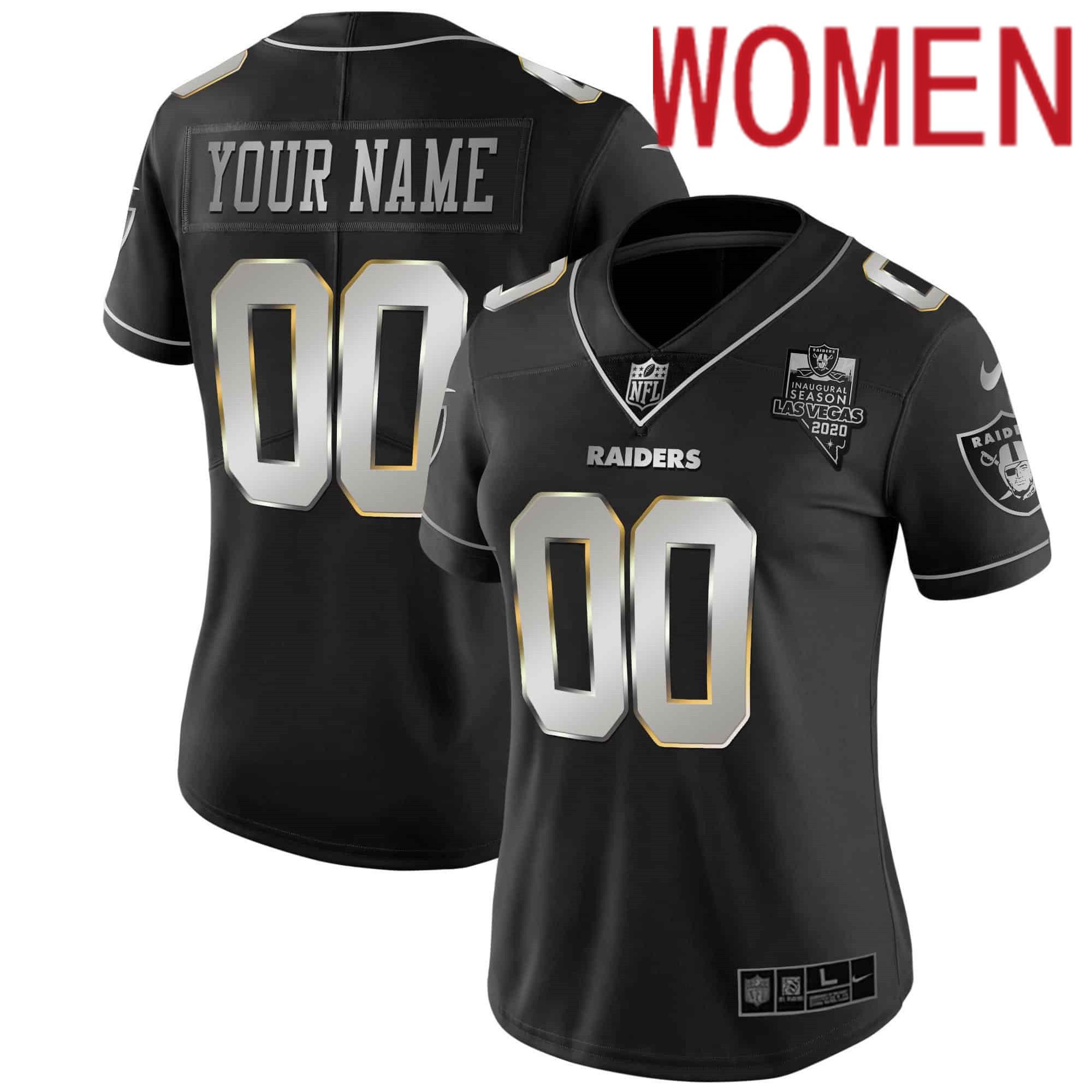 Women Oakland Raiders 2024 Nike Vapor Black Gold & Black Inverted Limited Custom NFL Jersey style 3->customized nfl jersey->Custom Jersey